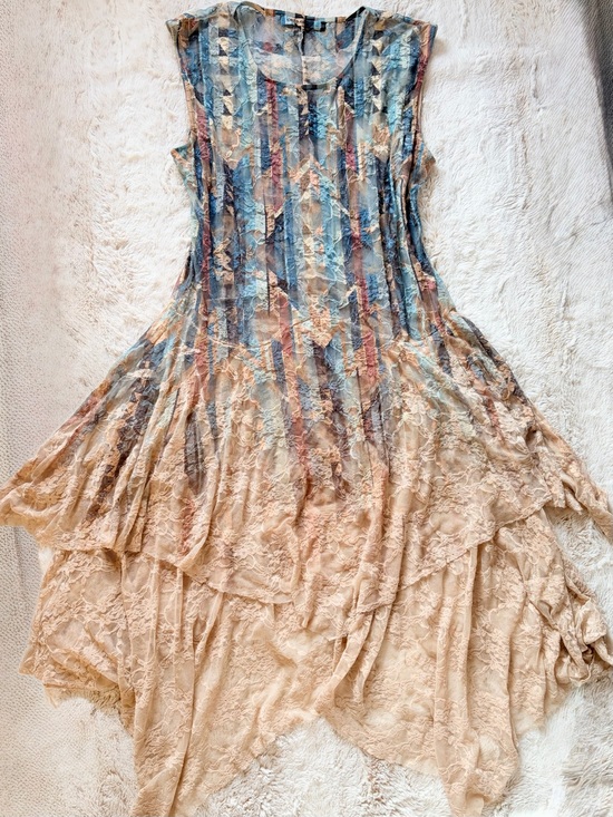 Vintage Dresses & Skirts - 🧚🏼 RARE Y2K Fairycore Origami Lace Handkerchief Dress Whimsigoth Mermaid Euro